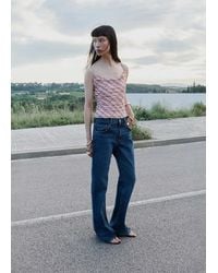 Mango - Draped Checkered Top - Lyst