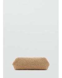 Mango - Natural Fibre Handbag With Bead Detail - Lyst