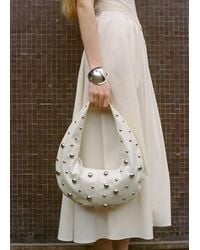 Mango - Borsa Da Spalla Borchie Bianco Sporco - Lyst