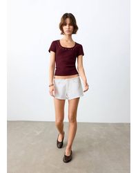 MANGO TEEN - Frayed Denim Shorts - Lyst