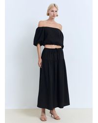 Mango - Cotton Drawstring Skirt - Lyst
