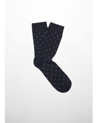 Mango - Cotton Socks With Embroidered Detail Dark - Lyst