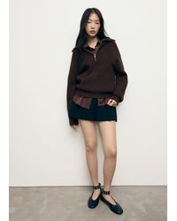 Mango - Pullover Mit Kontrastierendem Kragen Und Reißverschluss - Lyst