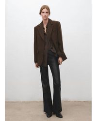 Mango - Faux-Leather Flared Trousers - Lyst