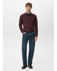 Mango - Cotton-Blend Ribbed Polo Sweater - Lyst