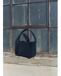 Mango - Suede Mini Shopper Bag Dark - Lyst