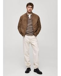 Mango - Suede-Effect Bomber Jacket - Lyst