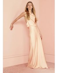 Mango - Draped Neck Satin Dress - Lyst