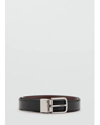 Mango - Ceinture Habillée En Cuir Réversible Noir - Lyst