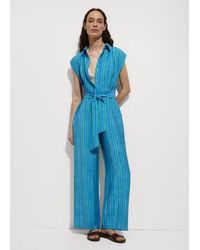 Mango - Flowy Striped Shirt Jumpsuit - Lyst