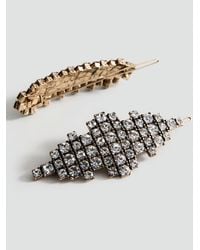 Mango - Pack Of 2 Crystal Hair Barrettes - Lyst