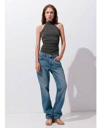 Mango - High Neck Top With Lace Details - Lyst