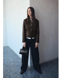 Mango - Mini Borsa Manici Finitura Lucida Nero - Lyst