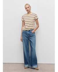 Mango - Striped Cotton T-Shirt - Lyst