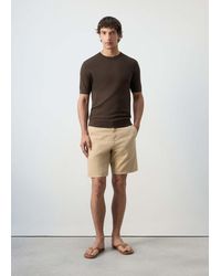 Mango - 100% Cotton Textured Knit T-Shirt - Lyst