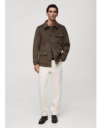 Mango - Wool-Blend Flannel Overshirt - Lyst