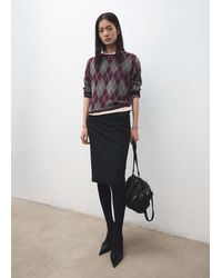 Mango - Argyle Knit Sweater - Lyst