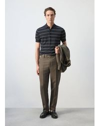 Mango - Linen Blend Striped Polo Shirt - Lyst