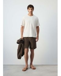 Mango - Relaxed Fit Cotton-Linen Blend T-Shirt - Lyst