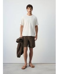Mango - Relaxed Fit Cotton-Linen Blend T-Shirt - Lyst