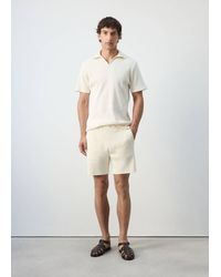 Mango - 100% Cotton Texture Polo Shirt - Lyst