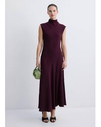 Mango - Long Dress With Draped Neck - Lyst