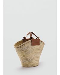 Mango - Large Natural Fiber Basket With Handle - Lyst