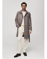 Mango - Belted Trench Coat With Brushed Finish - Lyst