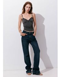 Mango - V-Neck Lace Top - Lyst