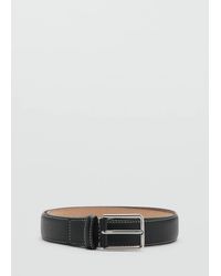 Mango - Leather Belt With Contrast Stitching - Lyst
