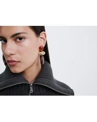 Mango - Boucles D'Oreilles Pendantes Combinées En Résine Or - Lyst