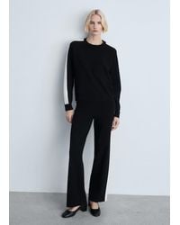 Mango - Pull-Over En Maille À Rayure Contrastante Noir - Lyst