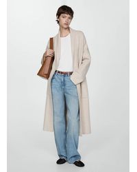 Mango - Oversized Knitted Coat With Pockets Light/Pastel - Lyst