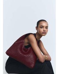 Mango - Medium Braided Leather Shoulder Bag - Lyst