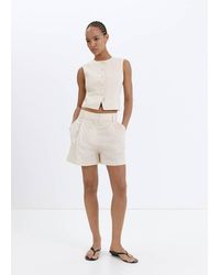 Mango - Pinstripe Pleated Bermuda Shorts - Lyst