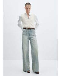 Mango - Wideleg Jeans With Pockets Medium Vintage - Lyst