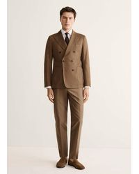 Mango - Giacca Completo Lyocell E Cotone Doppiopetto Marrone Tabacco - Lyst