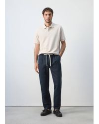 Mango - Slim Fit Cropped Linen-Cotton Trousers - Lyst