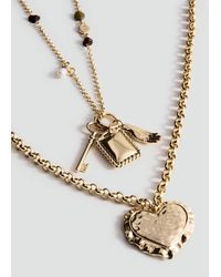 Mango - Lot De Colliers Pendentifs À Perles Combinées Or - Lyst