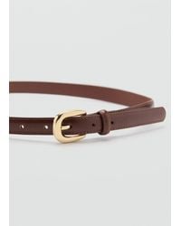 Mango - Cintura Sottile Fibbia Metallo Marrone - Lyst
