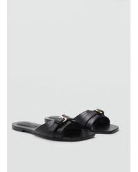 Mango - Buckle Leather Sandals - Lyst