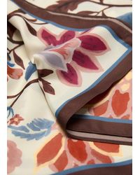 Mango - Foulard Stampa Floreale Cioccolato - Lyst