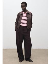 Mango - Pullover Righe Collo Polo Rosa - Lyst