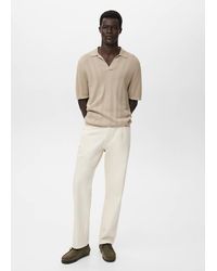 Mango - Ribbed Knit Polo Shirt - Lyst