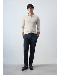 Mango - Cotton And Lyocell Blend Polo Shirt With Cable-Knit Texture - Lyst