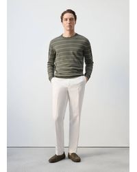 Mango - Linen Blend Fine Knit Striped Jersey - Lyst