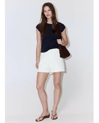 Mango - High-Waisted Stitched Shorts - Lyst