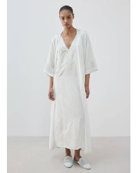 Mango - Satin Robe With Embroidered Bow - Lyst