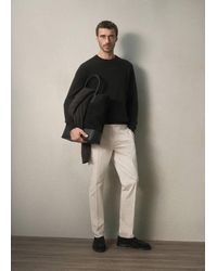 Mango - Slim Fit Cotton Trousers With Adjustable Waistband - Lyst