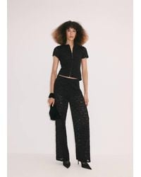 Mango - Semi-Transparent Lace Trousers - Lyst